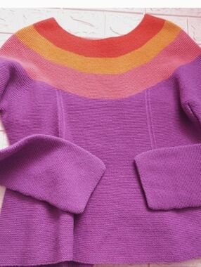 Tsumori Chisato Purple Sweater with Pink, Orange and Red Yoke